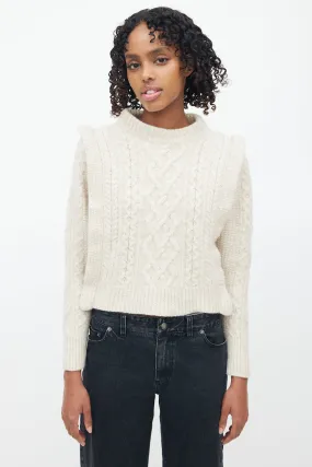 Beige Cable Knit Mockneck Sweater