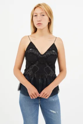 Black & White Eyelet Pleated Top Black & White Eyelet Pleated Top