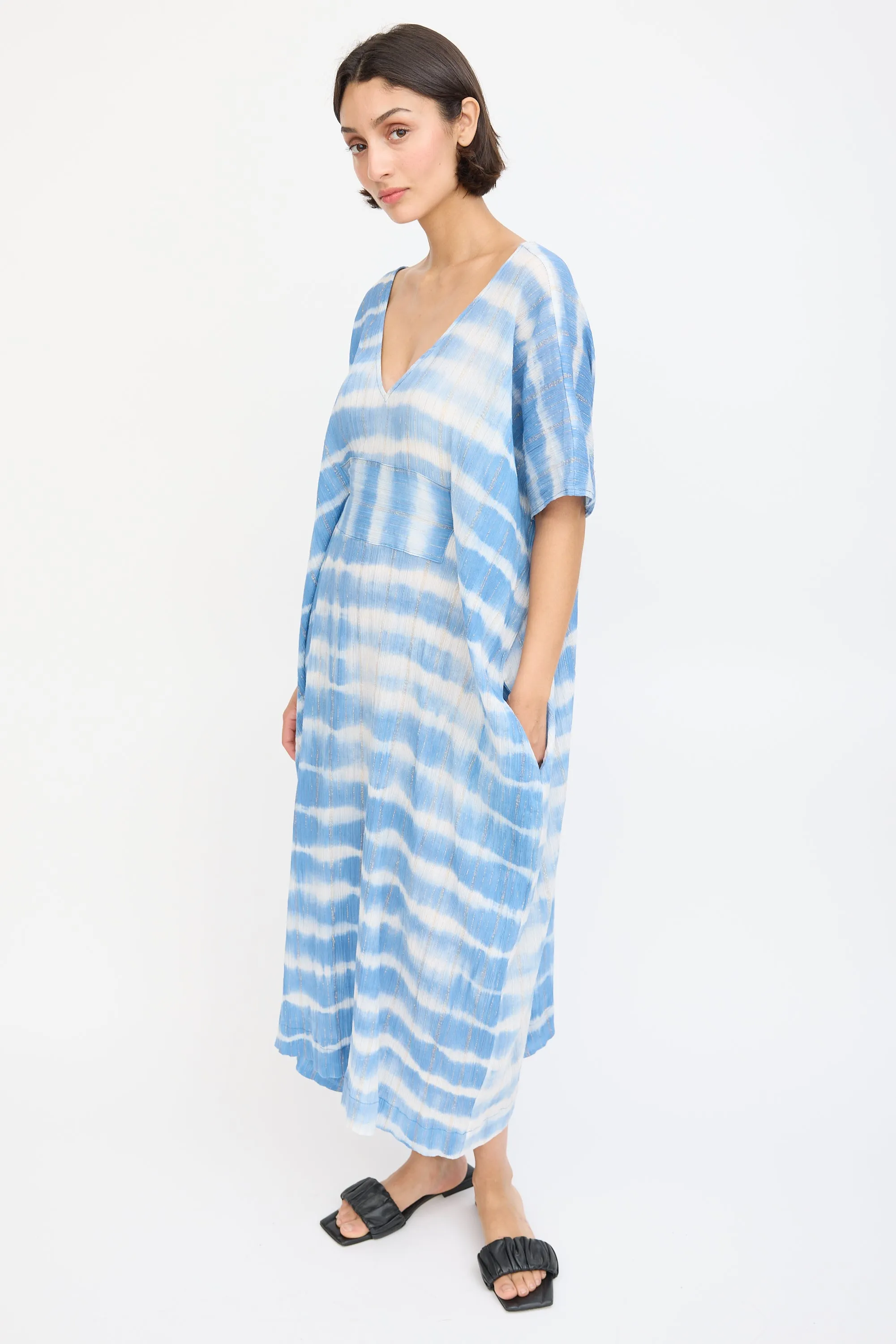 Blue & White Sparkly Dyed Dress