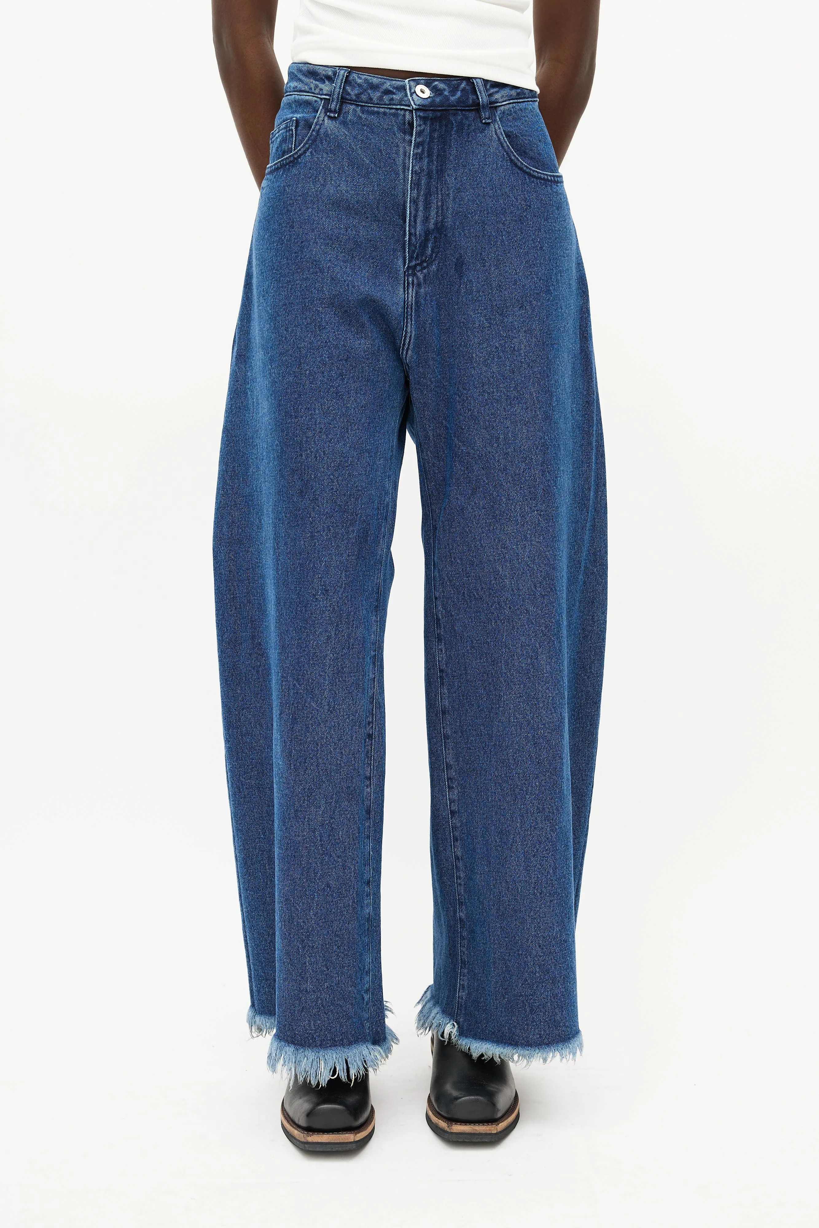 Blue Denim Wide Leg Jeans