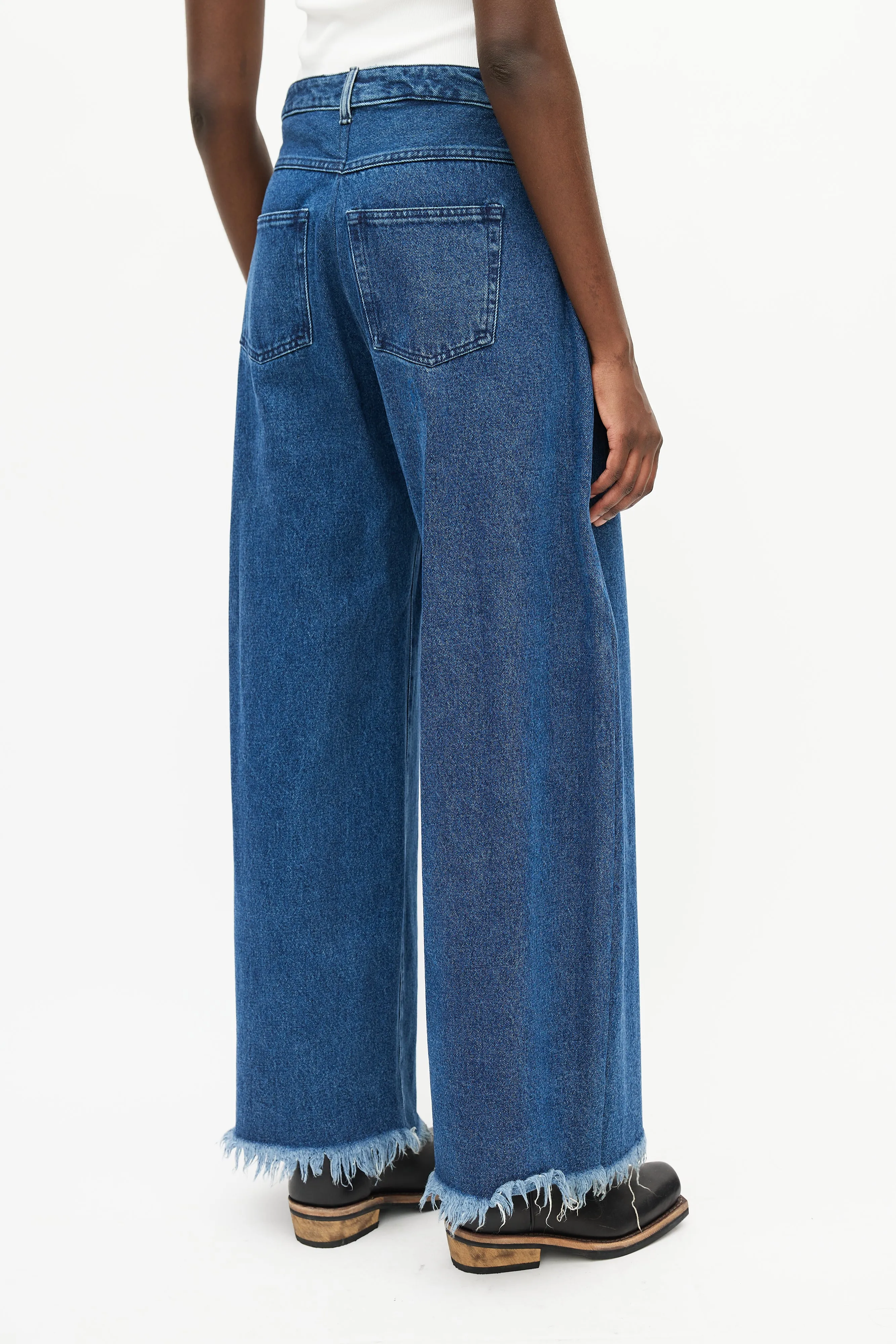 Blue Denim Wide Leg Jeans