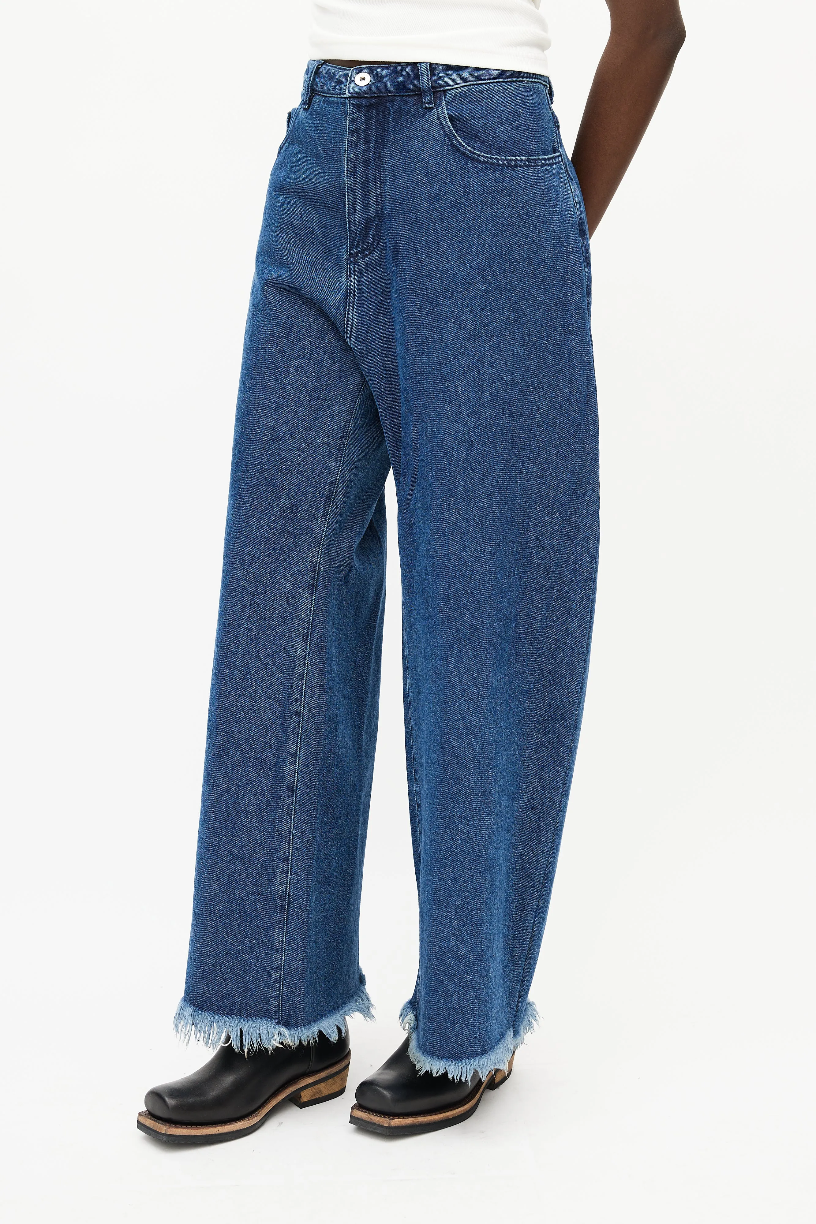 Blue Denim Wide Leg Jeans