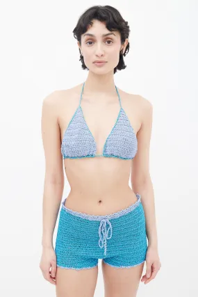 Blue Metallic Bicolore Bikini & Culotte Set Blue Metallic Bicolore Bikini & Culotte Set
