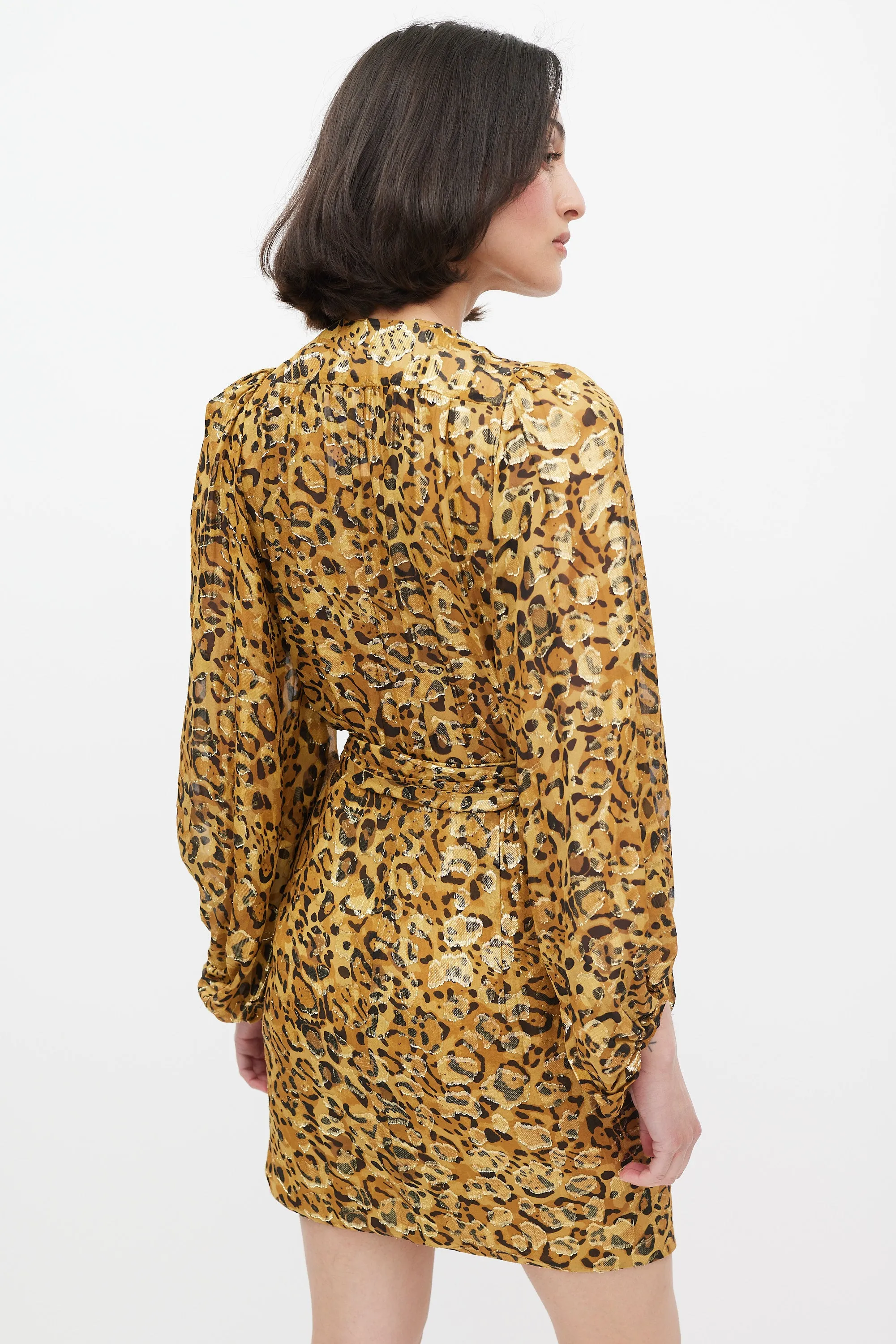 Brown & Black Silk Printed Lady Wrap Dress