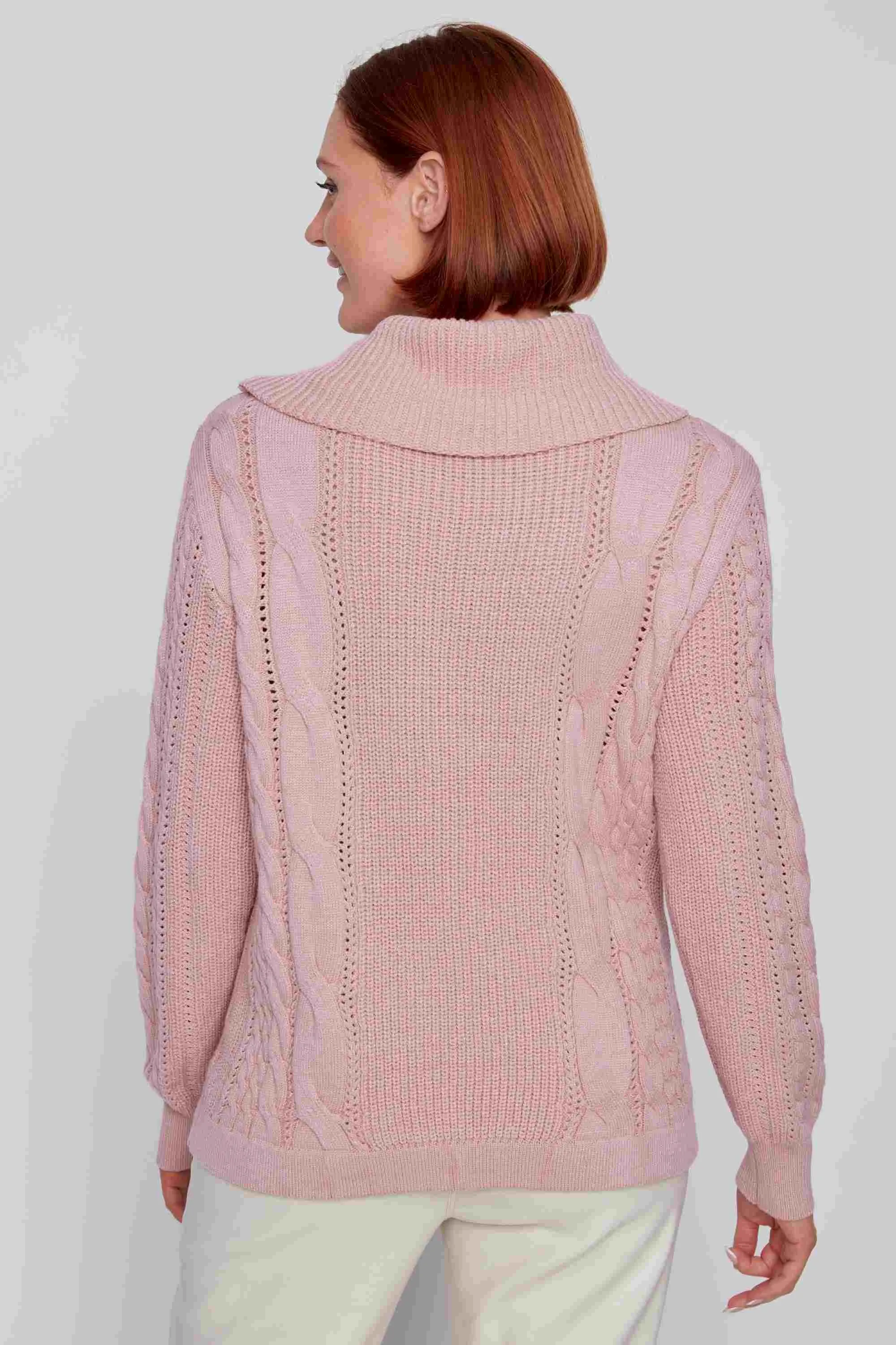 Cable Knit Cowl Neck Pullover