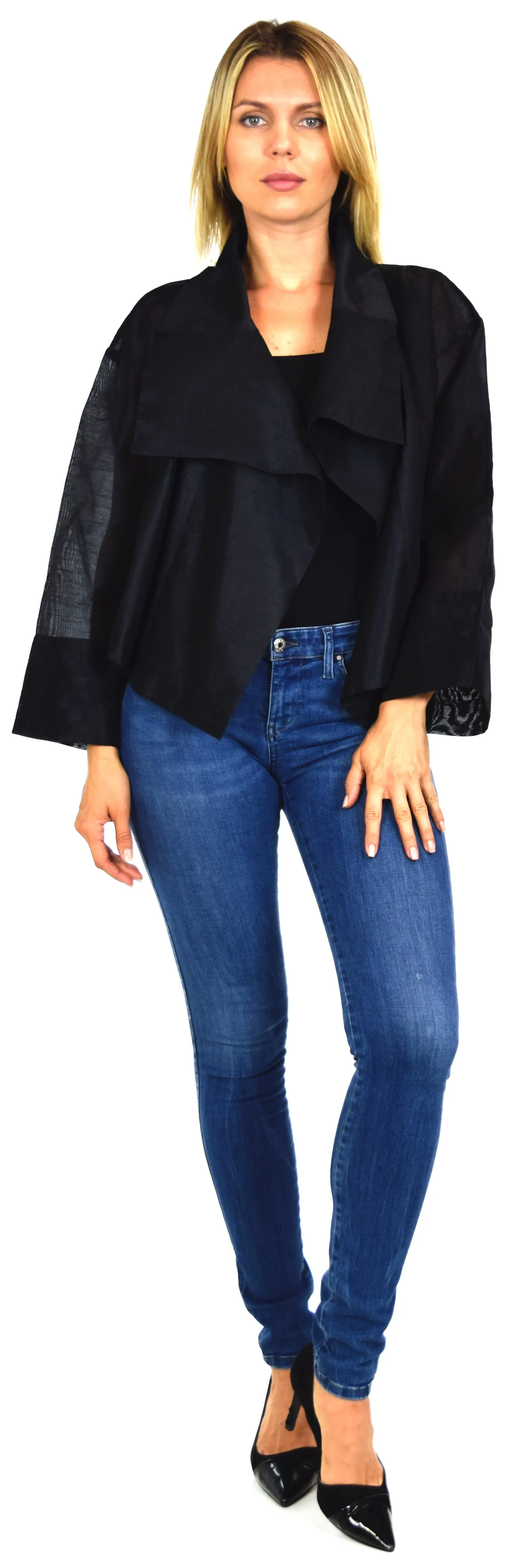 Crop Jacket, Silk Jacket, Short Jacket, Stunning and Aristocratic, Bolero Jacket in Poly Raw Silk, Fits Medium to 1XL