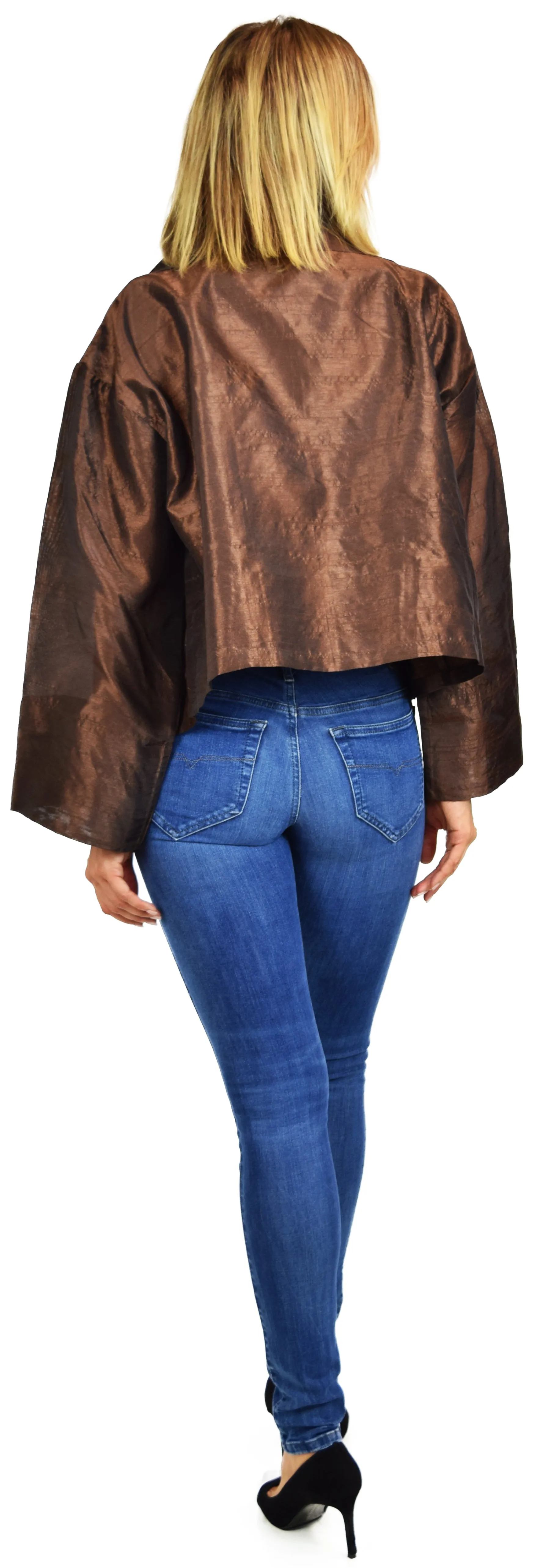 Crop Jacket, Silk Jacket, Short Jacket, Stunning and Aristocratic, Bolero Jacket in Poly Raw Silk, Fits Medium to 1XL