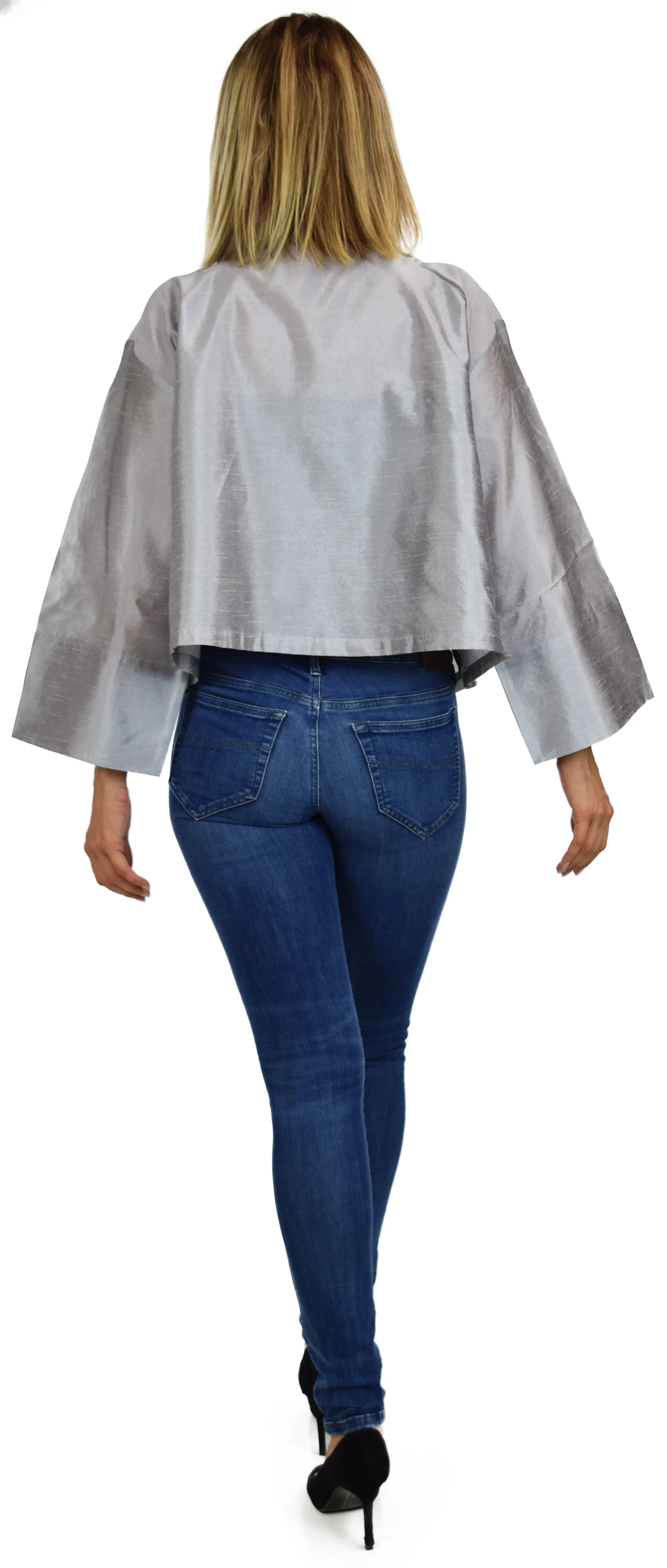 Crop Jacket, Silk Jacket, Short Jacket, Stunning and Aristocratic, Bolero Jacket in Poly Raw Silk, Fits Medium to 1XL