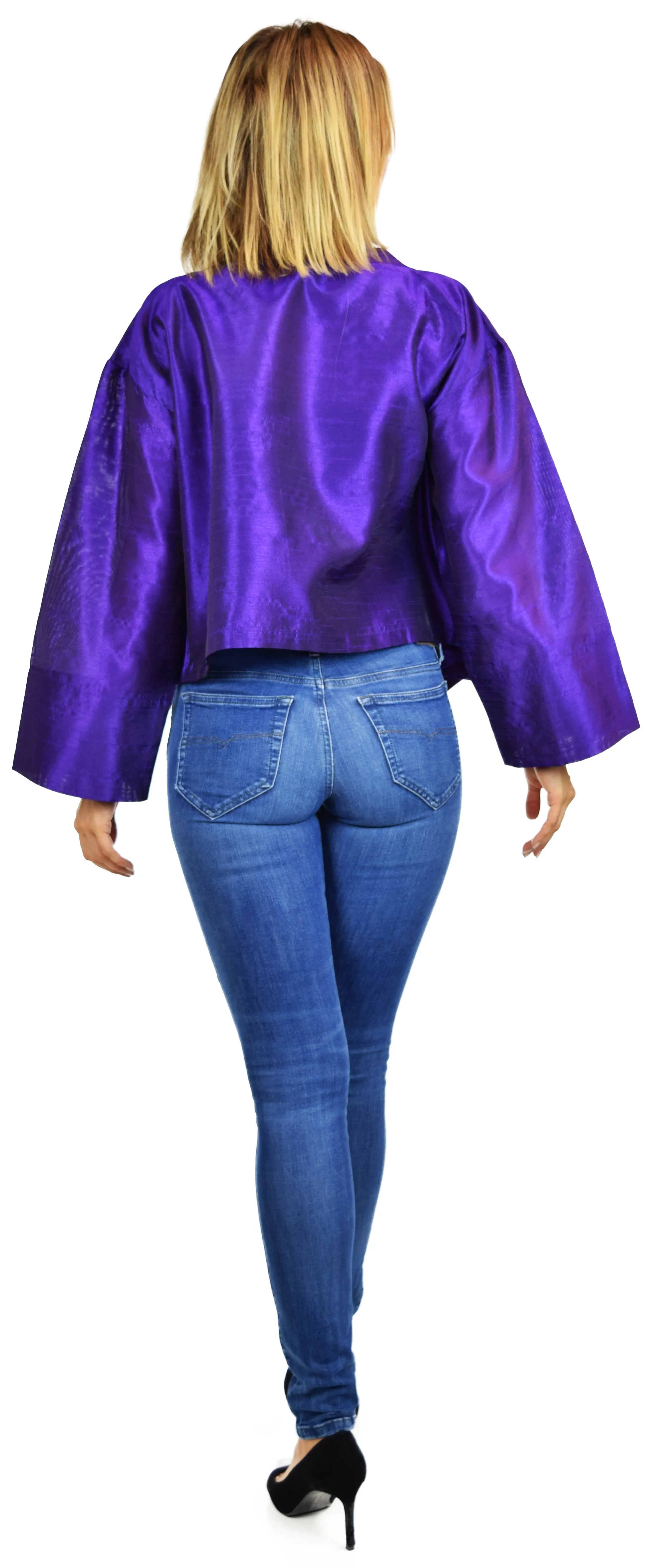 Crop Jacket, Silk Jacket, Short Jacket, Stunning and Aristocratic, Bolero Jacket in Poly Raw Silk, Fits Medium to 1XL