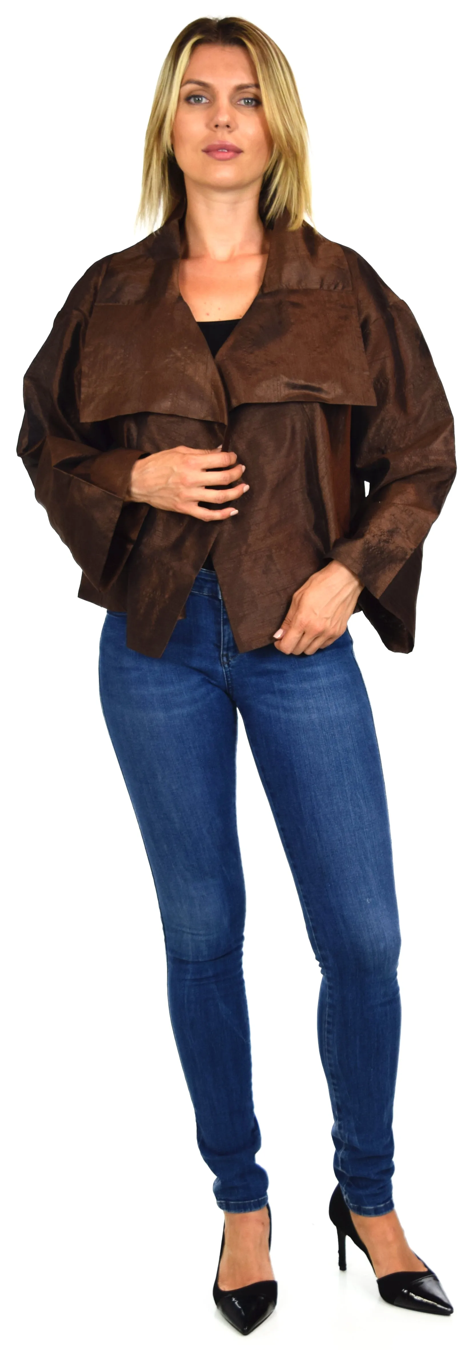 Crop Jacket, Silk Jacket, Short Jacket, Stunning and Aristocratic, Bolero Jacket in Poly Raw Silk, Fits Medium to 1XL