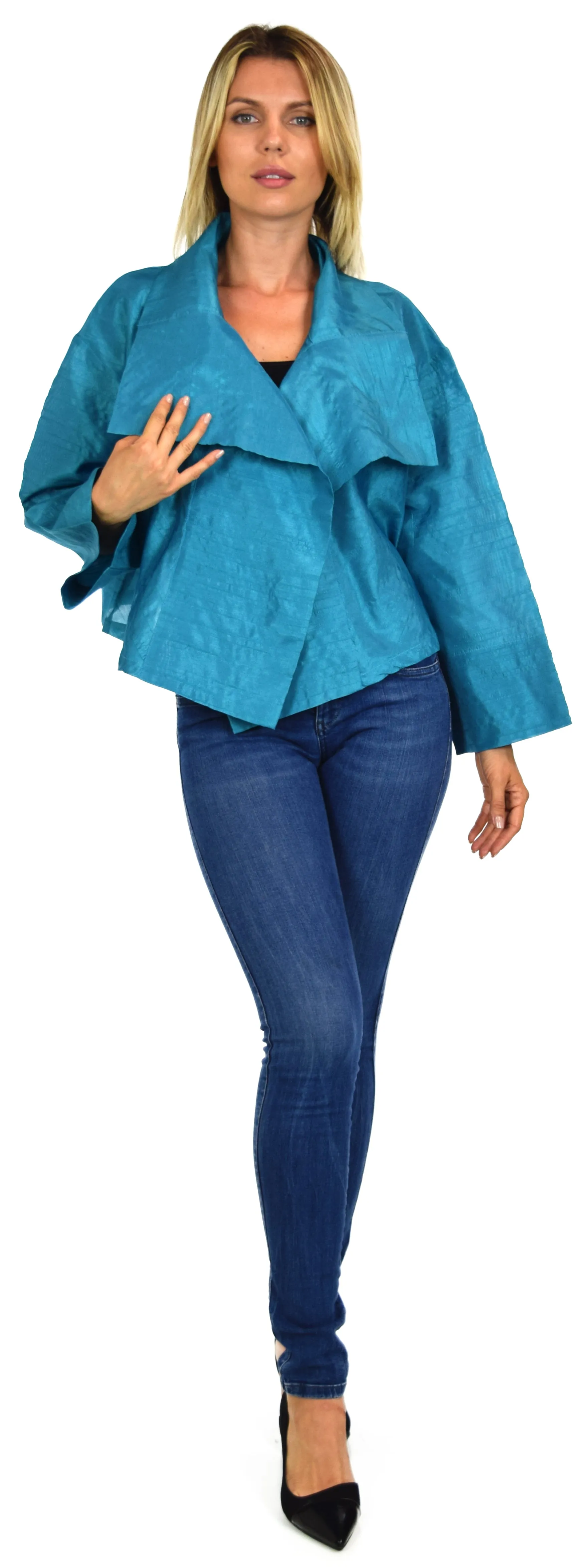 Crop Jacket, Silk Jacket, Short Jacket, Stunning and Aristocratic, Bolero Jacket in Poly Raw Silk, Fits Medium to 1XL