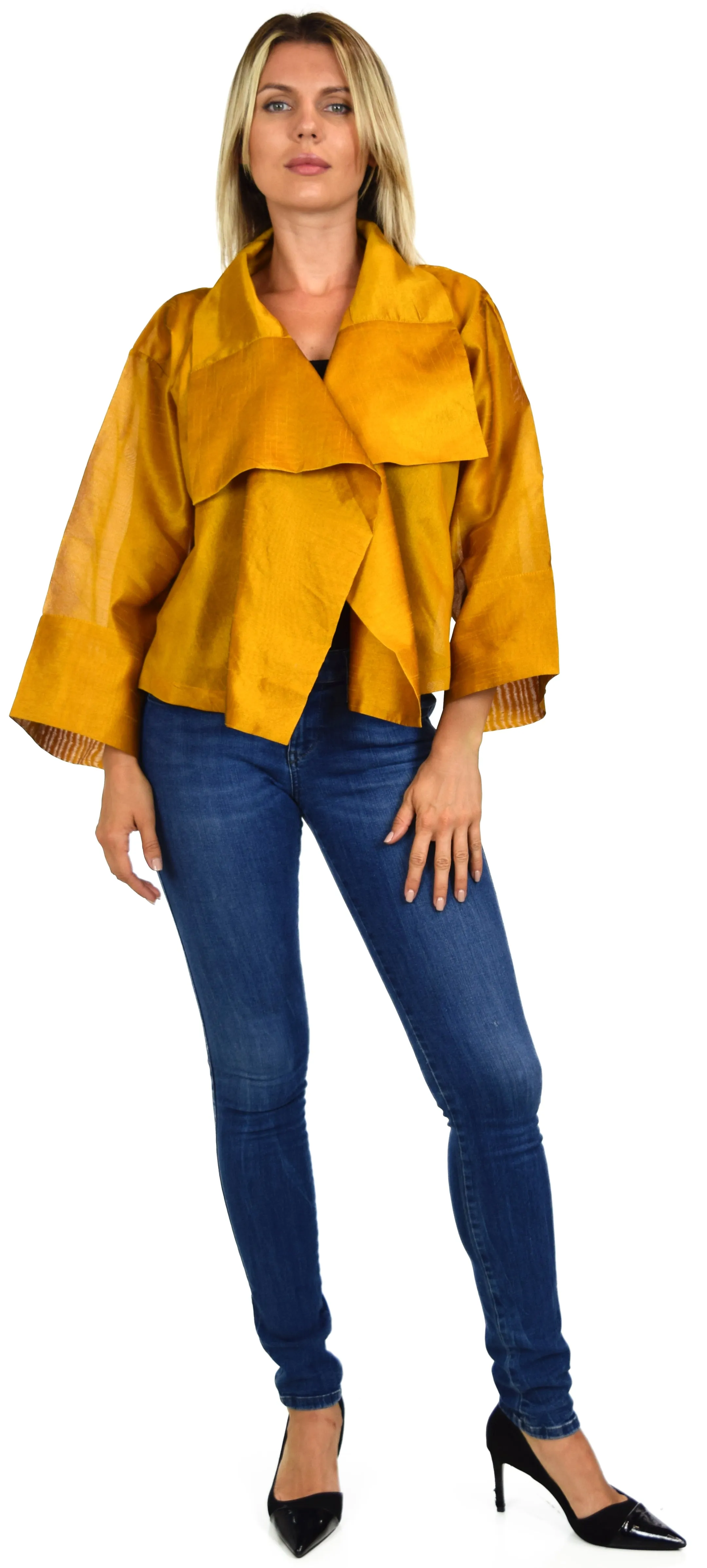 Crop Jacket, Silk Jacket, Short Jacket, Stunning and Aristocratic, Bolero Jacket in Poly Raw Silk, Fits Medium to 1XL