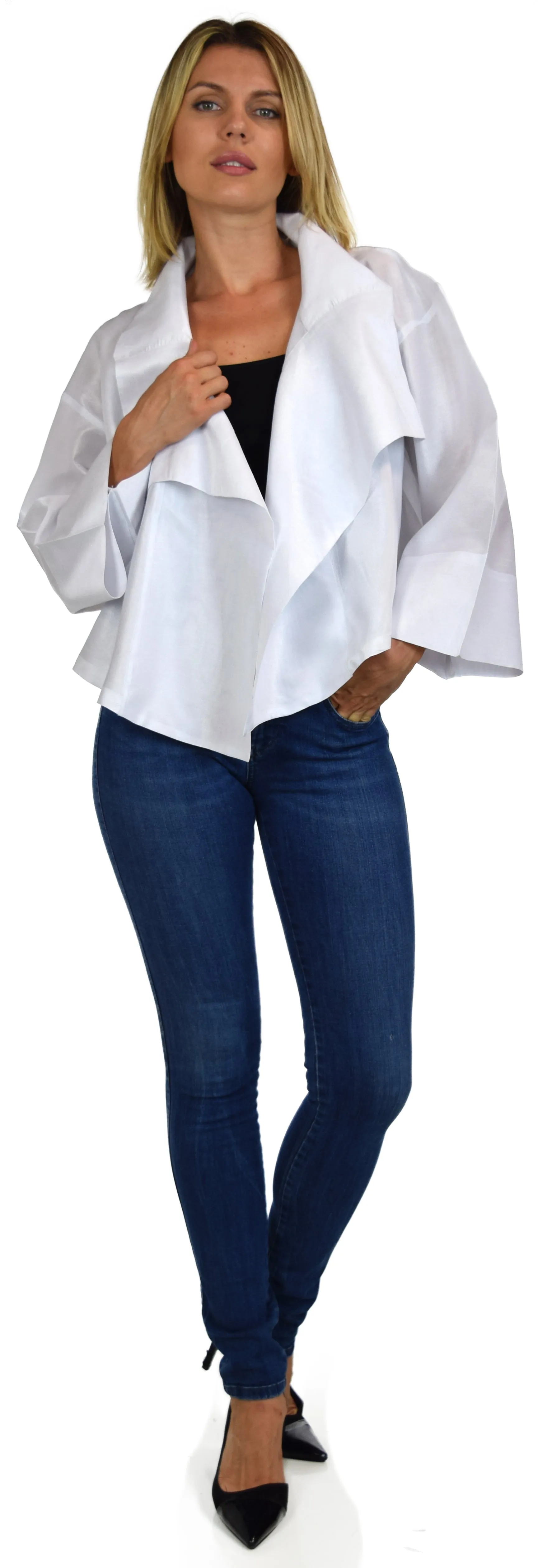 Crop Jacket, Silk Jacket, Short Jacket, Stunning and Aristocratic, Bolero Jacket in Poly Raw Silk, Fits Medium to 1XL