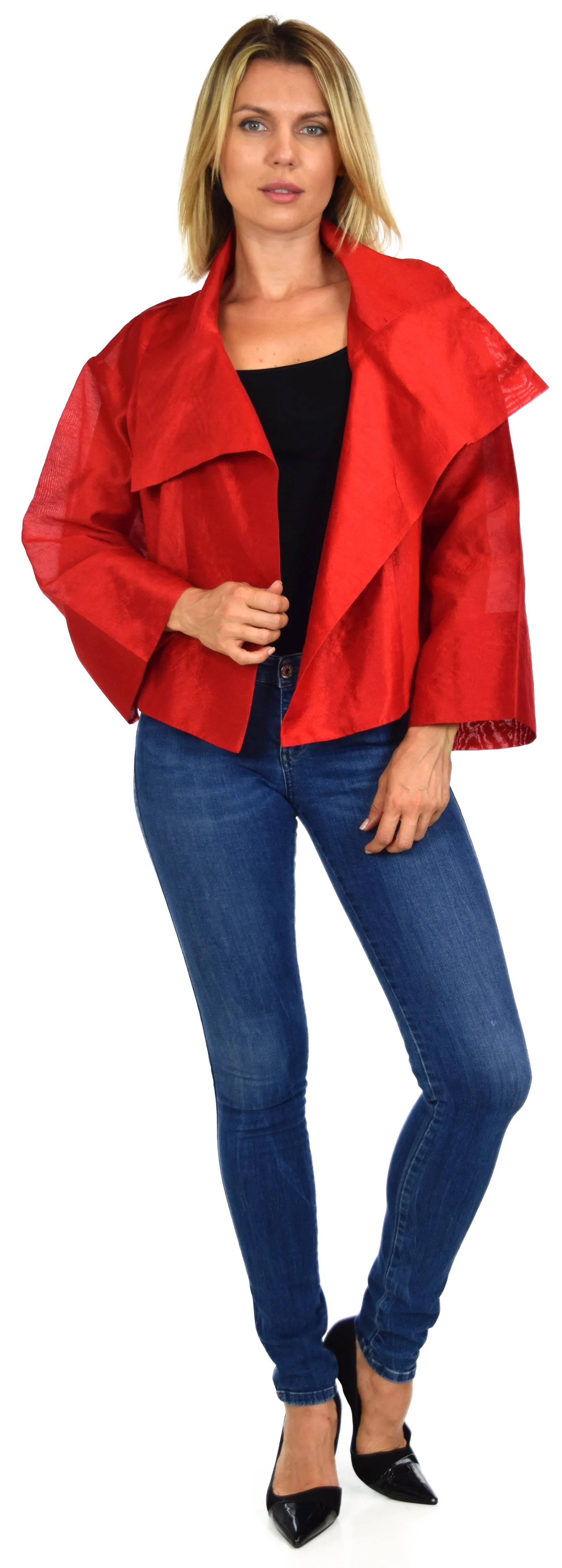 Crop Jacket, Silk Jacket, Short Jacket, Stunning and Aristocratic, Bolero Jacket in Poly Raw Silk, Fits Medium to 1XL