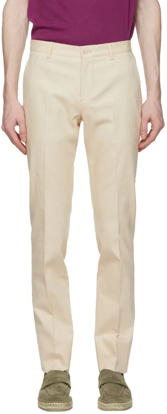 Etro Off-White Jacquard Paisley Trousers