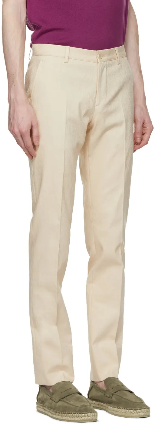 Etro Off-White Jacquard Paisley Trousers