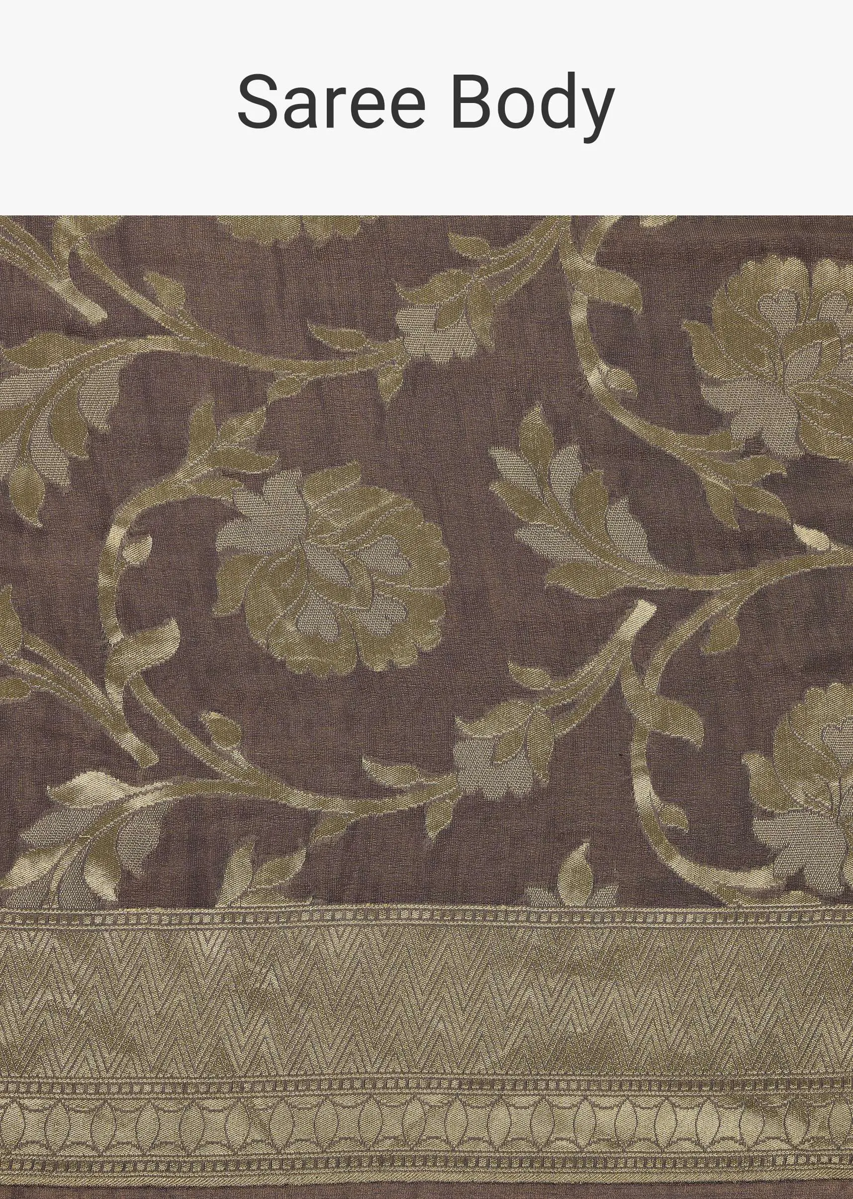 Fog Grey Saree In Tissue Georgette With Banarasi Zari Weave And An Unstitched Blouse