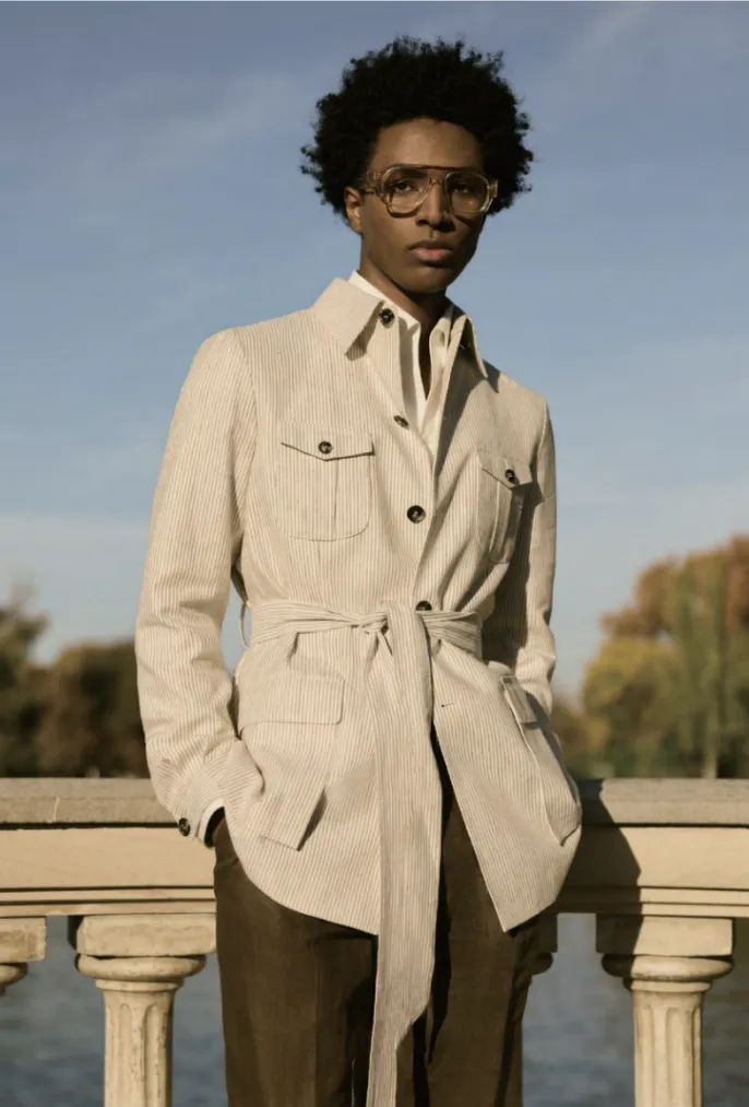 Italian Beige /Cotton & Linen Jacket Plus Khaki Linen Trousers