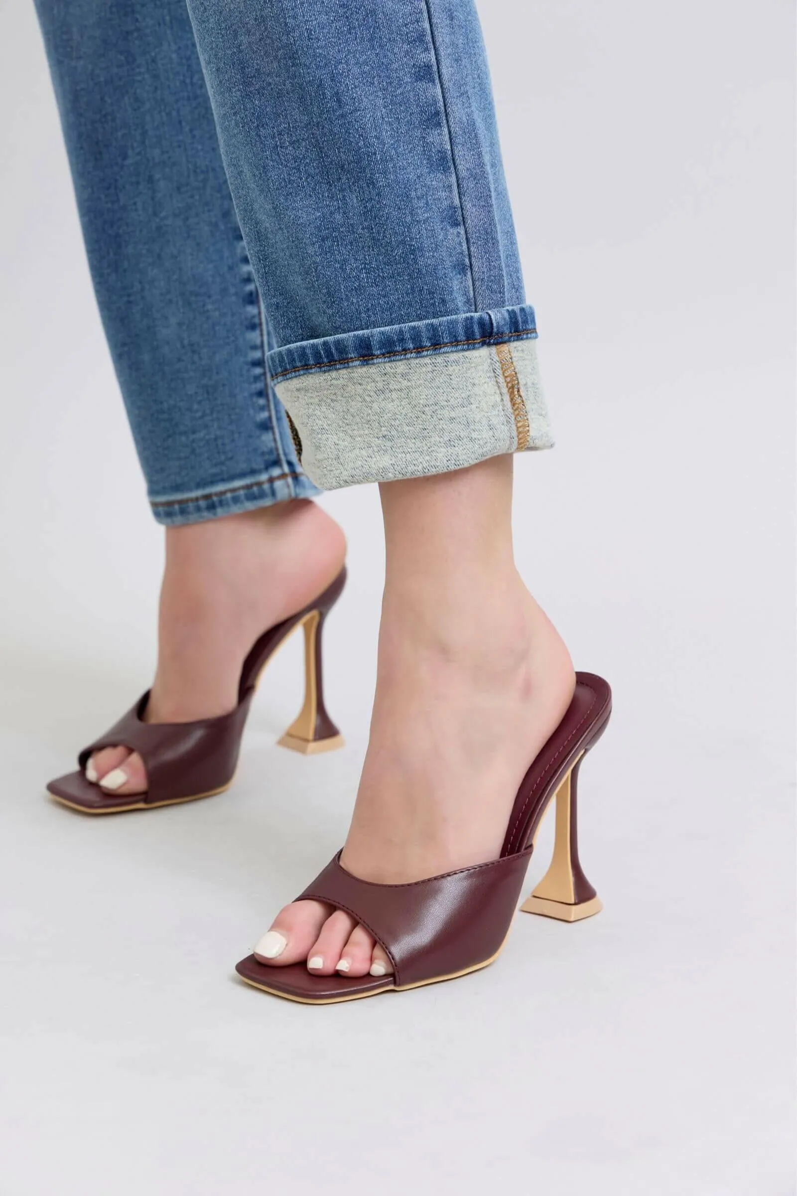 Judy Blue The Aspen High Rise Medium Wash Shearling Cuff Straight Leg Jeans | Sleek Denim Boutique