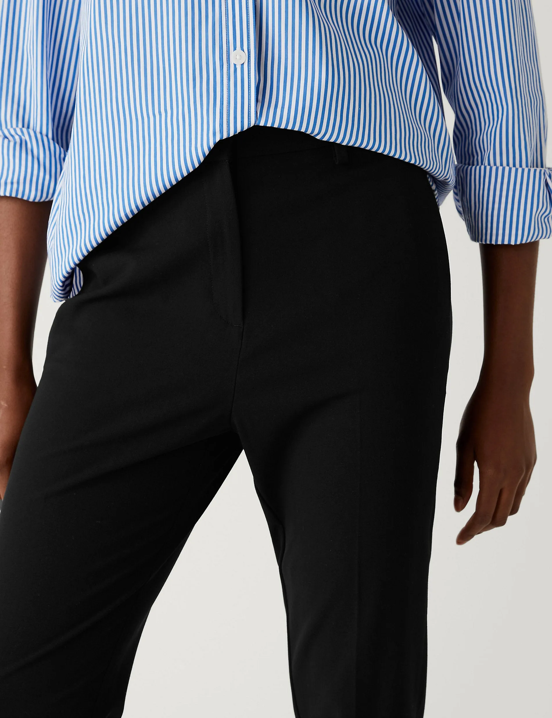 Marks & Spencer Slim Fit Stretch Ankle Trousers, Black