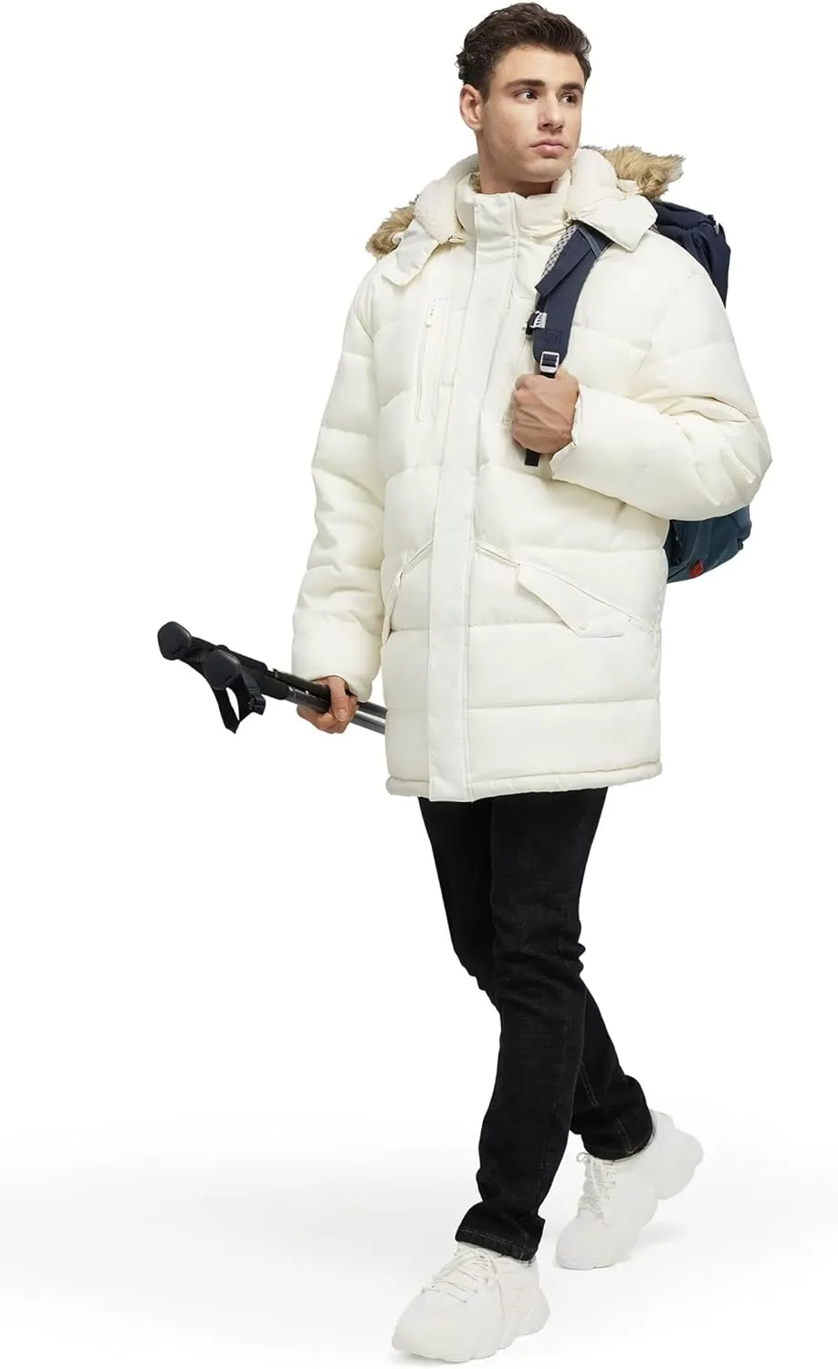 Men's Long Winter Coats Warm Water Resistant Puffy Hooded Windbreaker Insulated Thicken Jackets with Hood