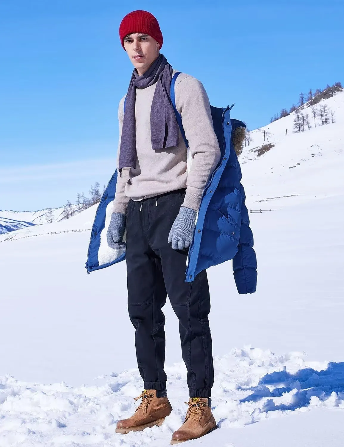 Men's Long Winter Coats Warm Water Resistant Puffy Hooded Windbreaker Insulated Thicken Jackets with Hood