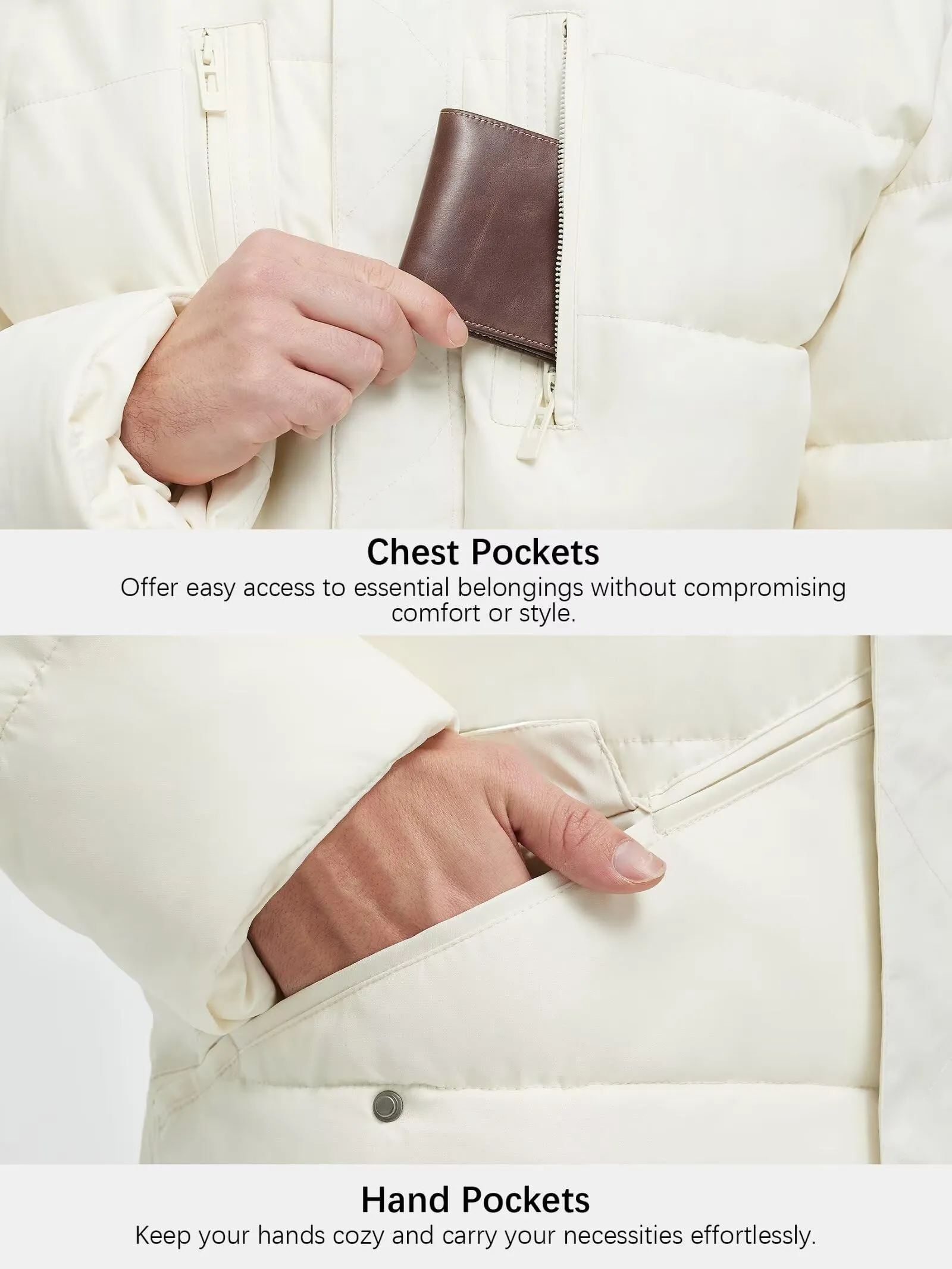 Men's Long Winter Coats Warm Water Resistant Puffy Hooded Windbreaker Insulated Thicken Jackets with Hood