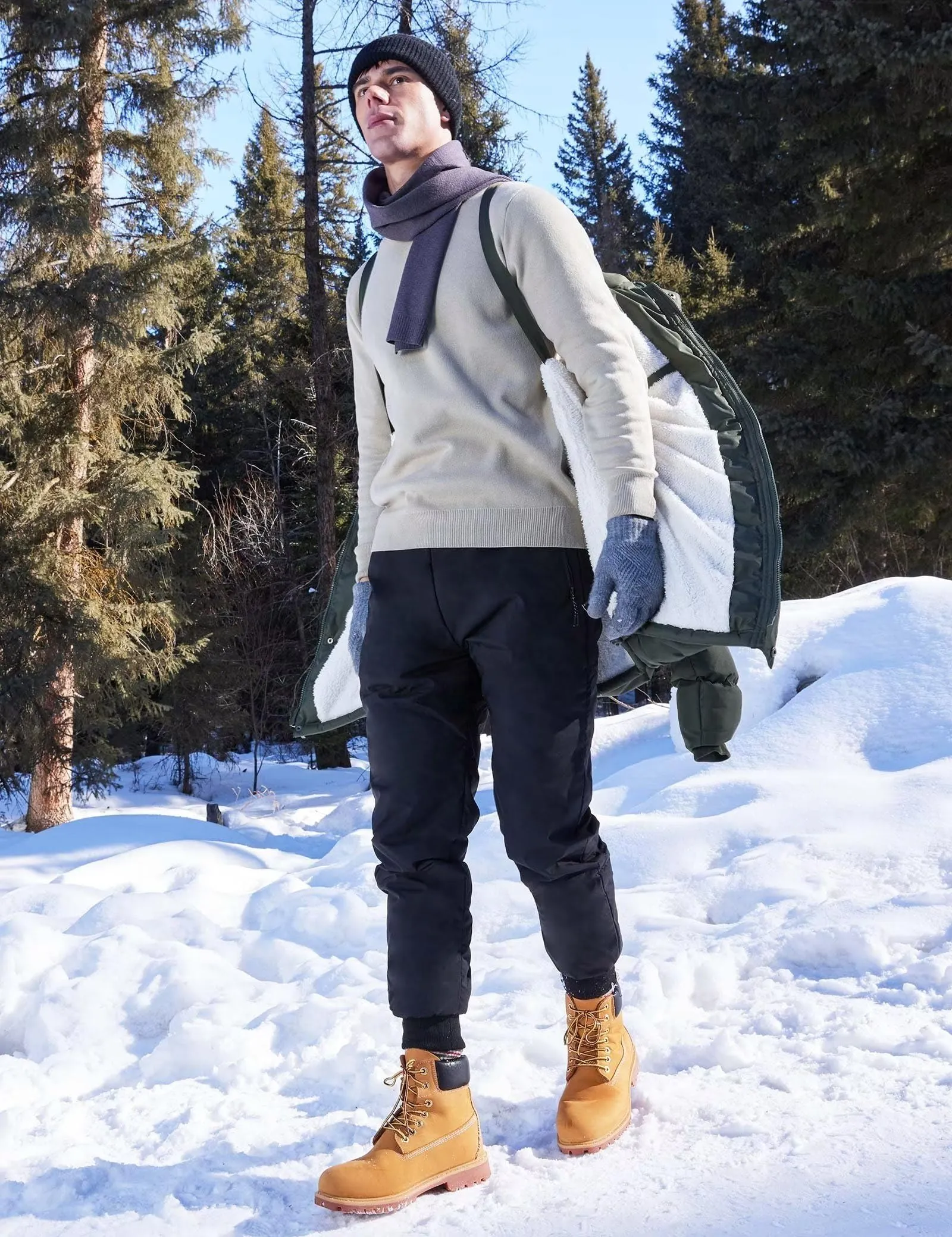 Men's Long Winter Coats Warm Water Resistant Puffy Hooded Windbreaker Insulated Thicken Jackets with Hood