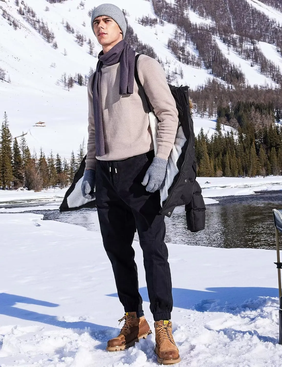 Men's Long Winter Coats Warm Water Resistant Puffy Hooded Windbreaker Insulated Thicken Jackets with Hood