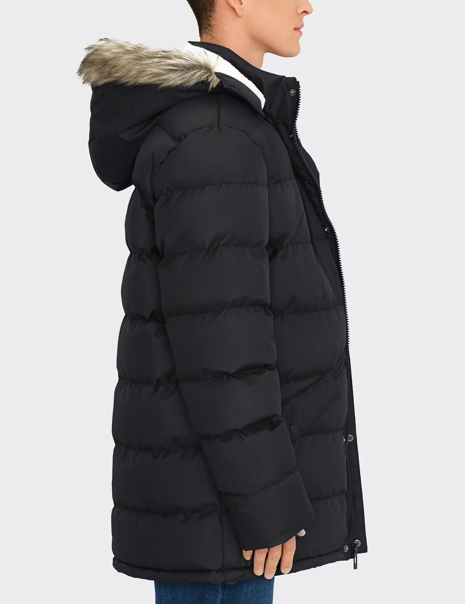 Men's Long Winter Coats Warm Water Resistant Puffy Hooded Windbreaker Insulated Thicken Jackets with Hood