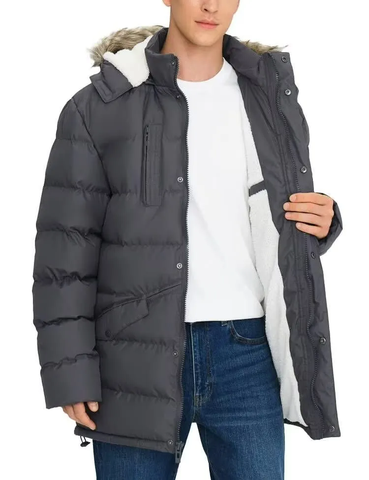 Men's Long Winter Coats Warm Water Resistant Puffy Hooded Windbreaker Insulated Thicken Jackets with Hood