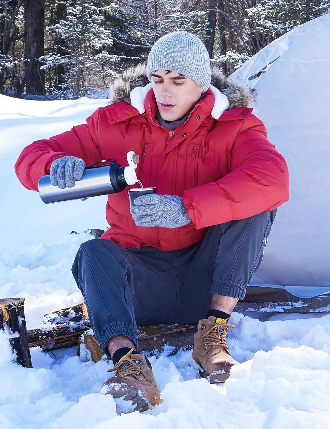 Men's Long Winter Coats Warm Water Resistant Puffy Hooded Windbreaker Insulated Thicken Jackets with Hood