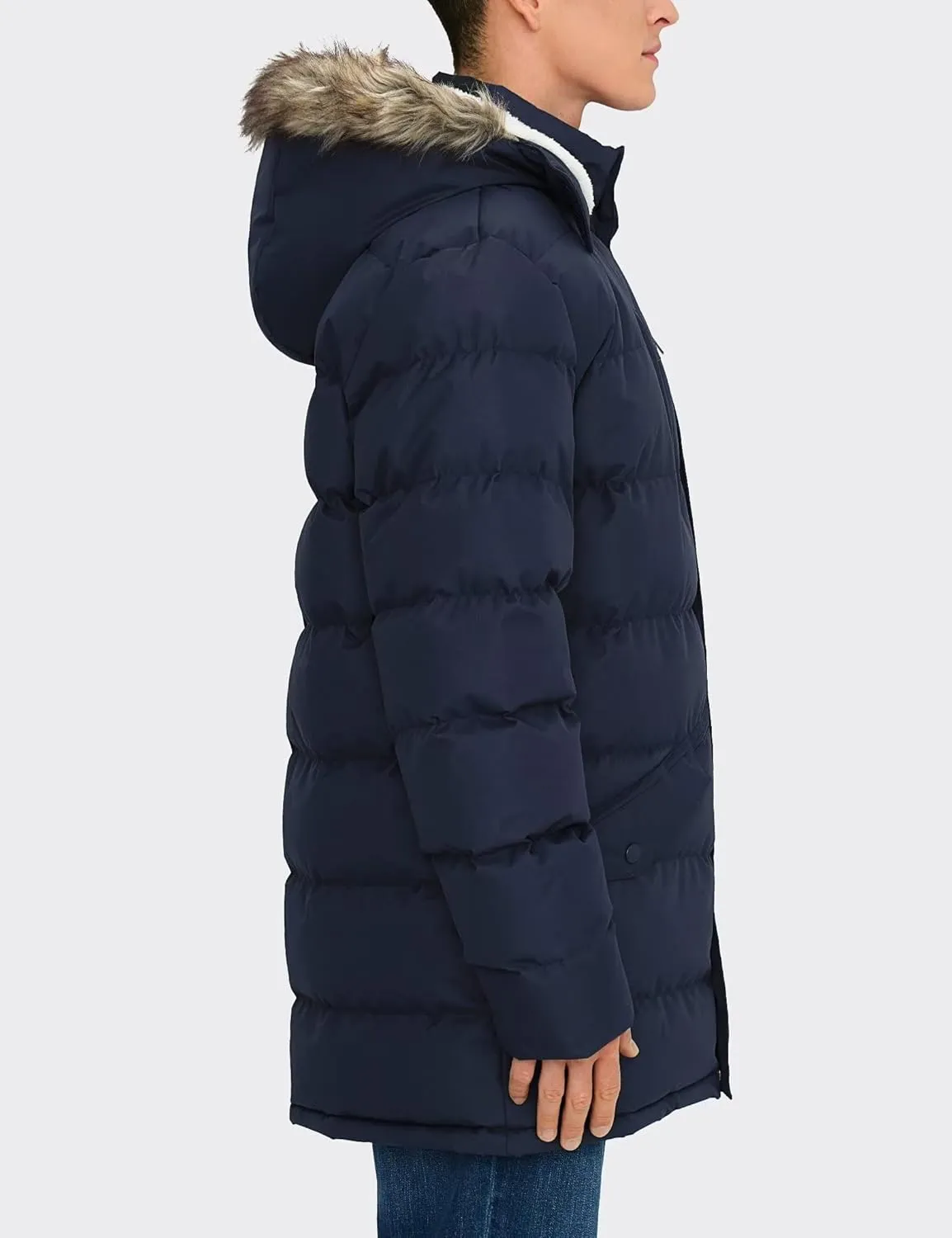 Men's Long Winter Coats Warm Water Resistant Puffy Hooded Windbreaker Insulated Thicken Jackets with Hood