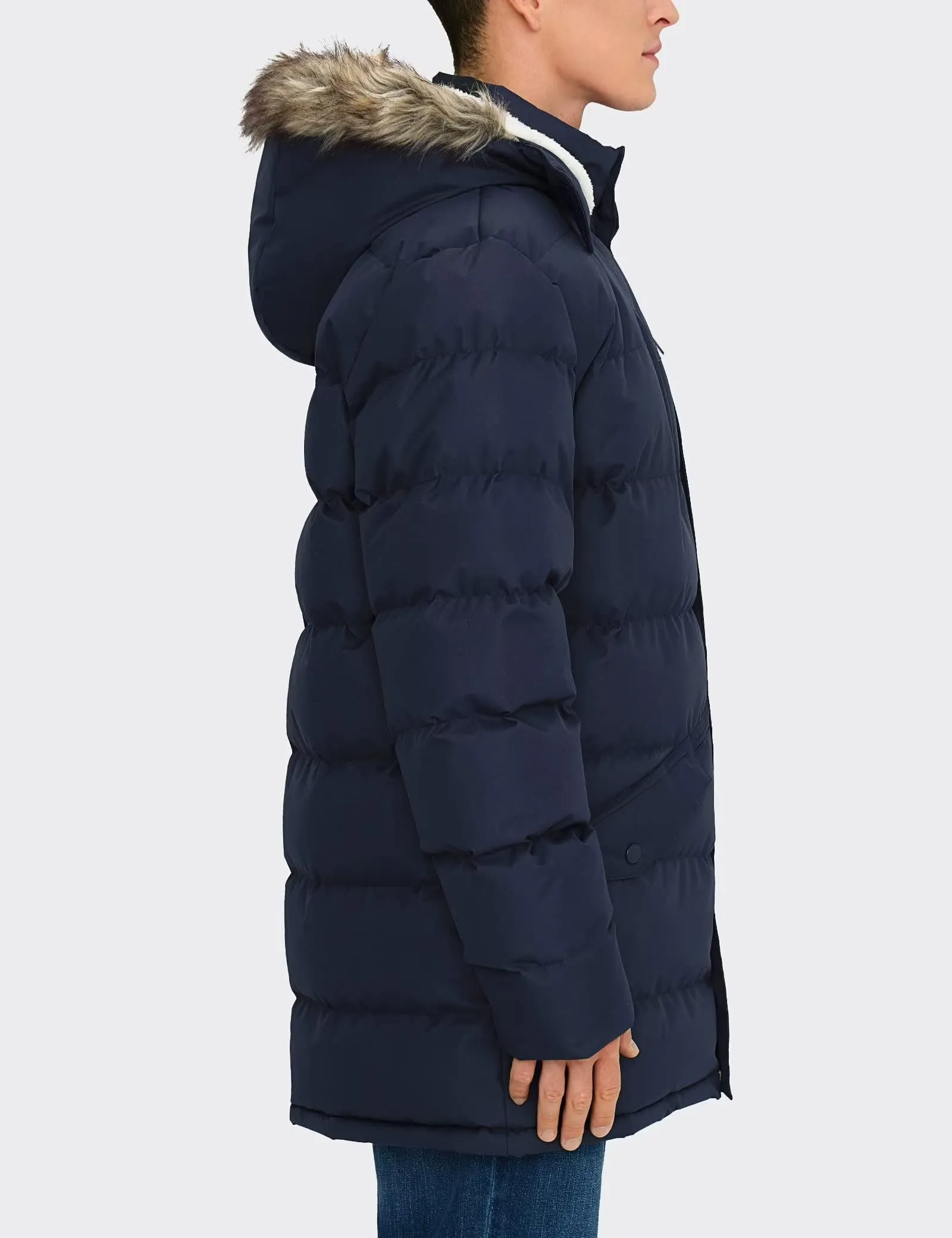 Men's Long Winter Coats Warm Water Resistant Puffy Hooded Windbreaker Insulated Thicken Jackets with Hood