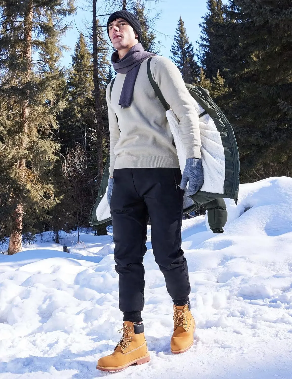 Men's Long Winter Coats Warm Water Resistant Puffy Hooded Windbreaker Insulated Thicken Jackets with Hood