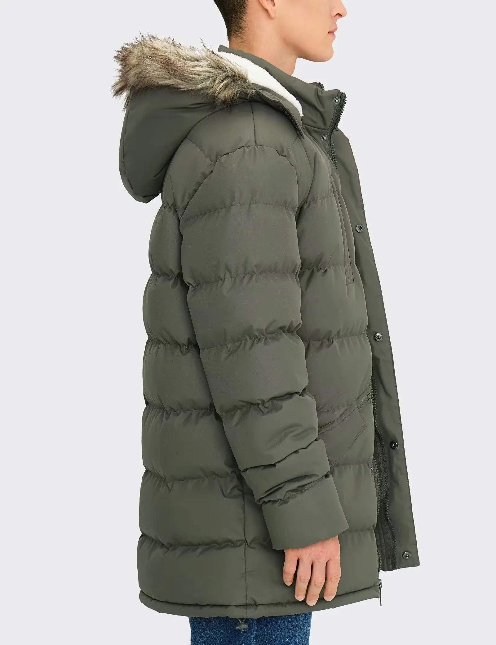 Men's Long Winter Coats Warm Water Resistant Puffy Hooded Windbreaker Insulated Thicken Jackets with Hood