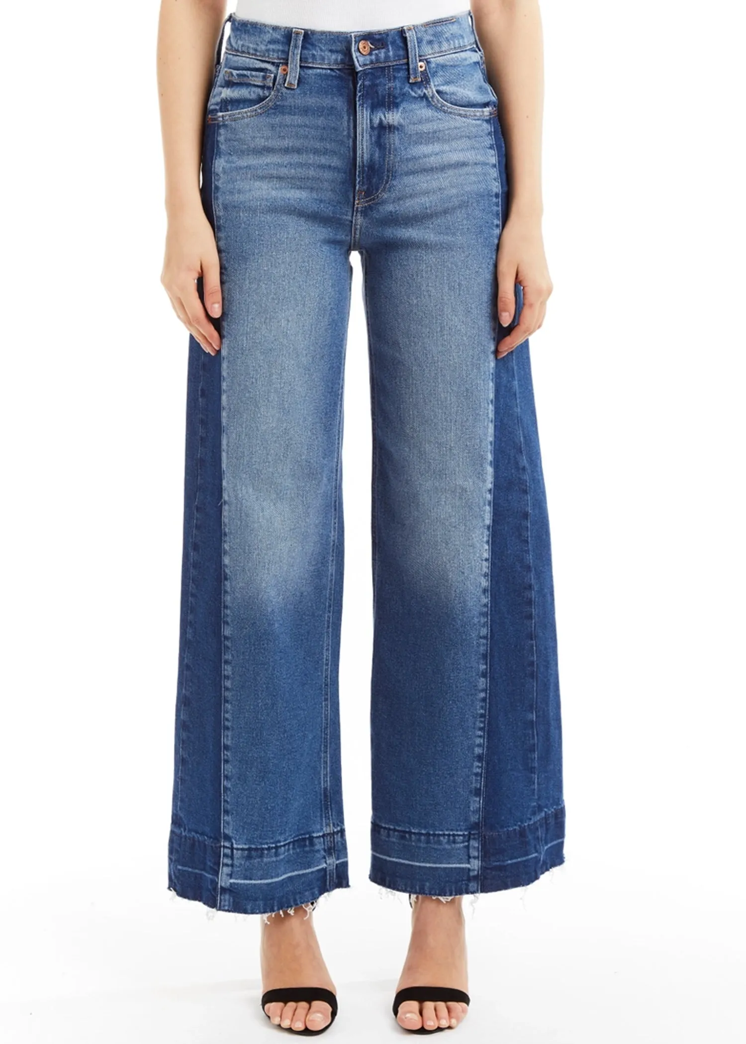 Mix Wash Wide Leg in Two Tone Indigo - Tractr Jeans