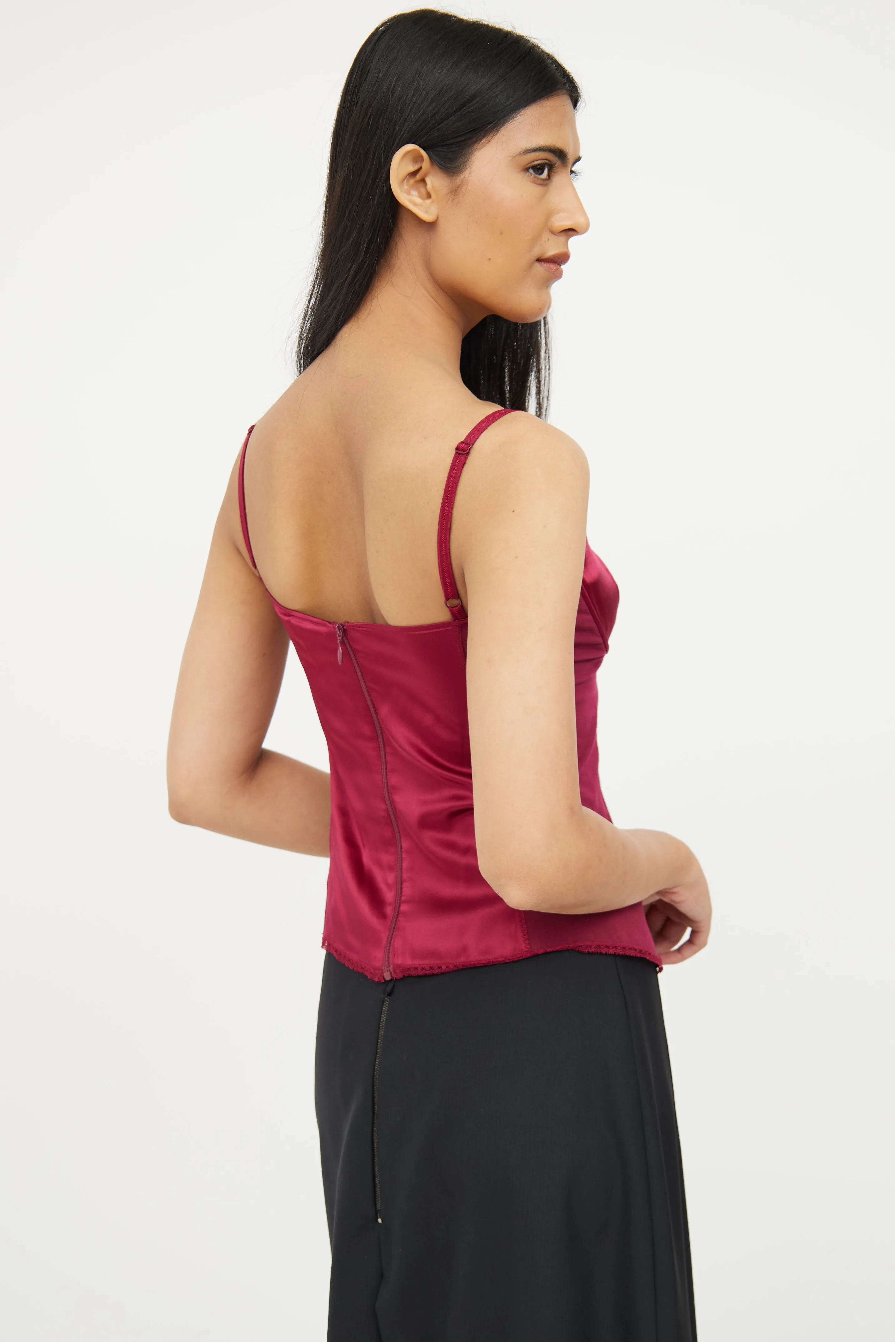 Red Silk Blend Sleeveless Top