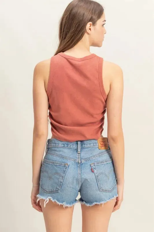 Rust Mineral Wash Rib Knit Tank Top