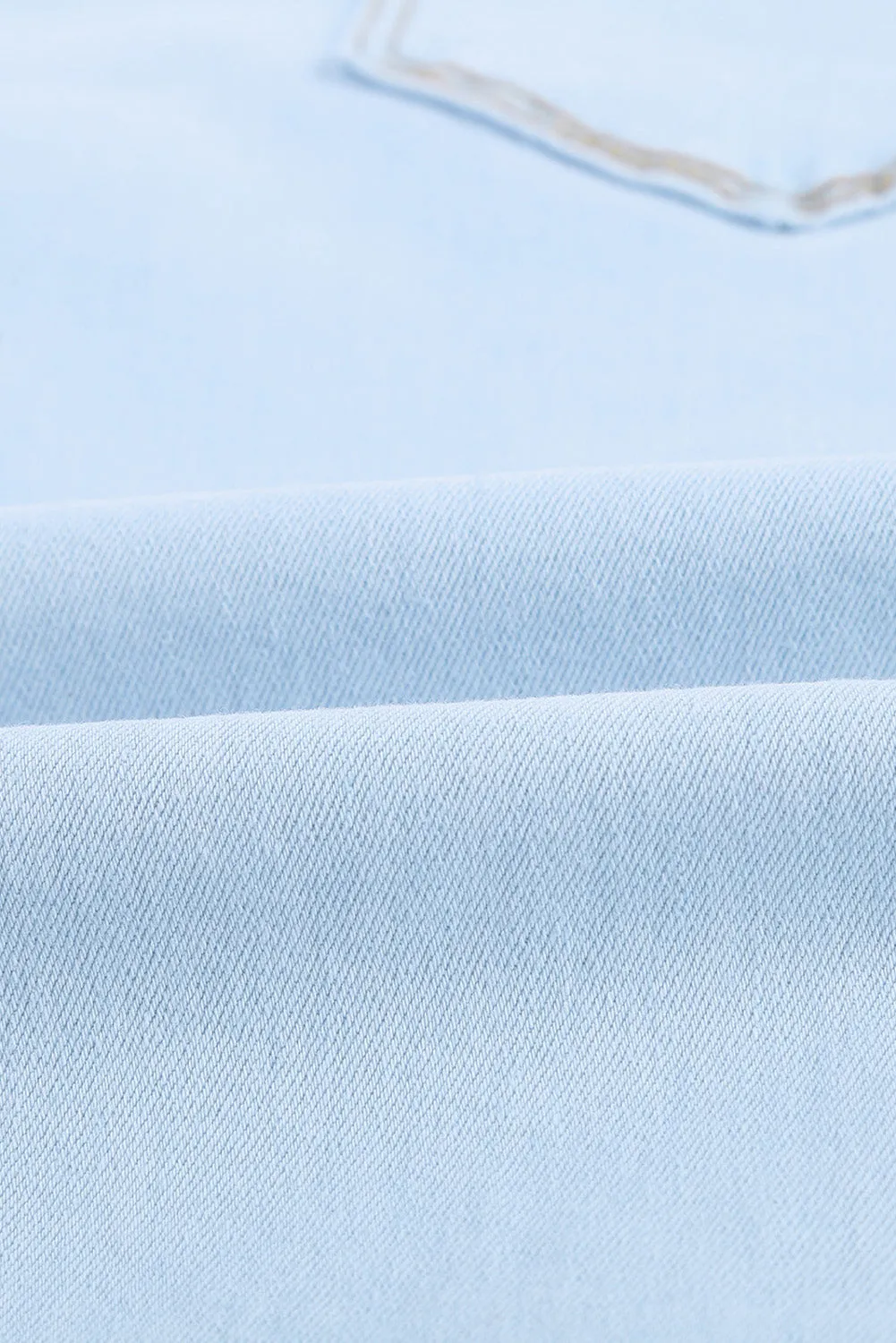 Sky Blue Washed Ripped Knee Wide Legs Jeans