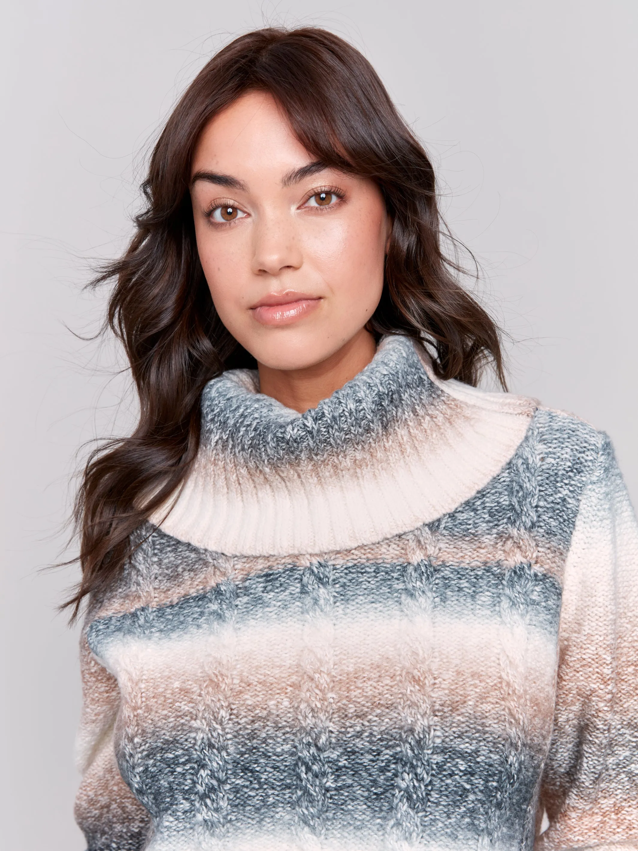 Two-Toned Cowl Neck Sweater