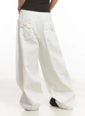 Wide-Fit Ribbon Cotton Trousers IA515