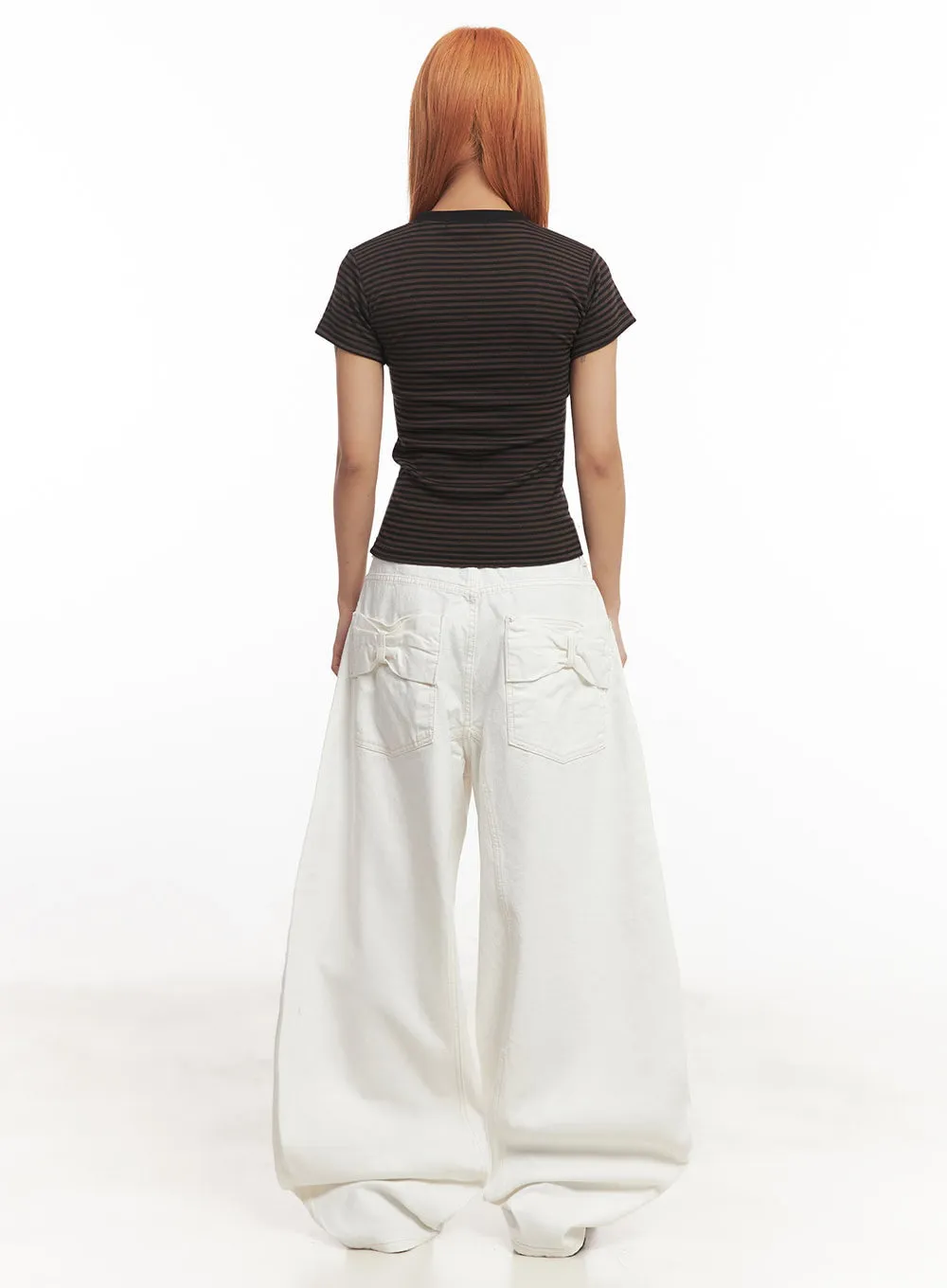 Wide-Fit Ribbon Cotton Trousers IA515